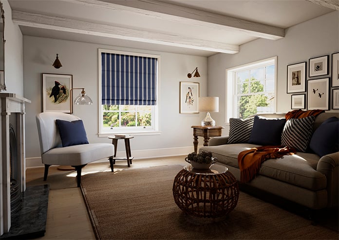 Bellagio Stripe, Riviera Navy - Twist&Fit Roman Blind - Image 7